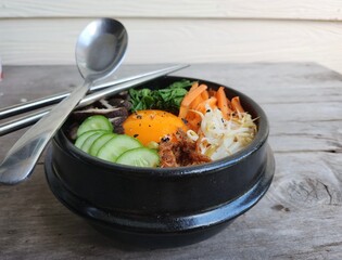 Bibimbap rice and vegetables Korean food