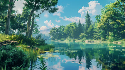 Fototapeta premium beautiful green landscape wallpaper