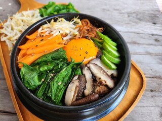 Bibimbap rice and vegetables Korean food
