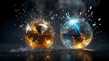 炎と水と氷のの燃焼実験風魔法エフェクト