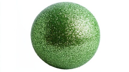 green vibrant christmas tree ball isolated on white