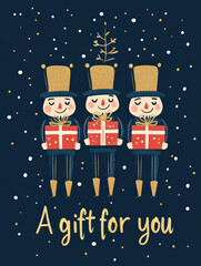 Fototapeta premium Charming Christmas Illustrations with Featuring Nutcracker Princes: Cute Holiday Designs for Cards, Wallpapers, T-Shirts, Posters & Decor 