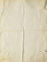 Blank white paper texture background with soft creases and subtle folds, lightly worn edges for an aged, vintage feel 