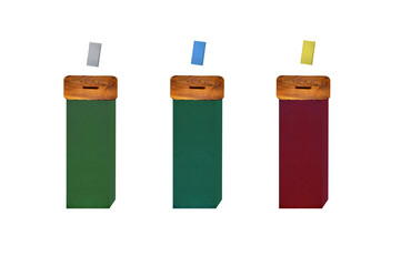 Voting boxes. Voting in elections or completing surveys. On isolated transparent background.