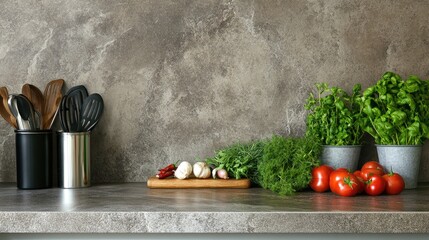 Modern Kitchen Countertop with Fresh Ingredients