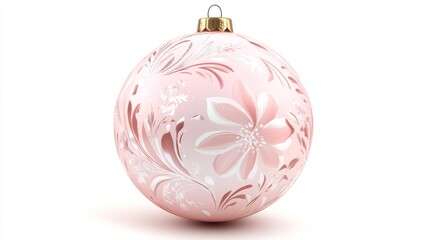 pink christmas tree ball with pattern isolated on white
