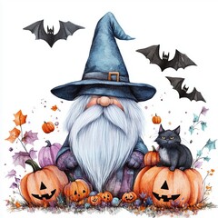 Halloween pumpkin isolated on white background Watercolor hand drawn illustration Clipart