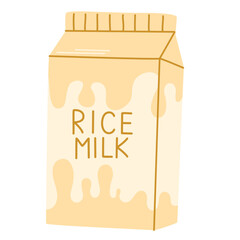 Rice Milk. Flat cartoon vector illustration isolated on white background