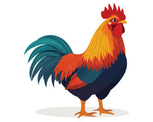 Fototapeta premium Stylized Rooster Illustration in Bold Colors for Modern Farmhouse Decor