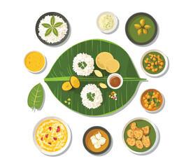 Kerala Banana Leaf Meal with Authentic South Indian Dishes and Flavors