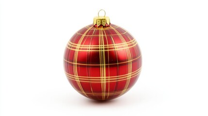 red christmas tree ball with pattern isolated on white