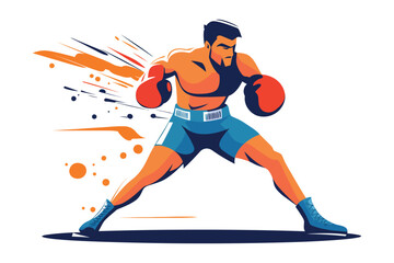 Obraz premium Flat Vector Boxer Illustration with Energetic Power and Dynamic Athletic Movement