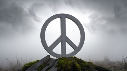 peace sign in the middle of the field