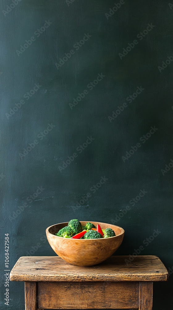 Aufkleber a warm bowl of vegetable stir-fry with bell peppers broccoli and tofu served on a rustic table captu