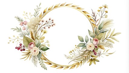 Chic floral wreath adorned with a personalized monogram, ideal for upscale invitations and branding. Enhance your occasion with elegance and sophistication in every detail.