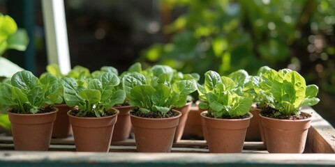 Sorrel in tiny plant pots represents a home gardening idea and embodies the concept of organic food, promoting an eco friendly lifestyle through sustainable practices.