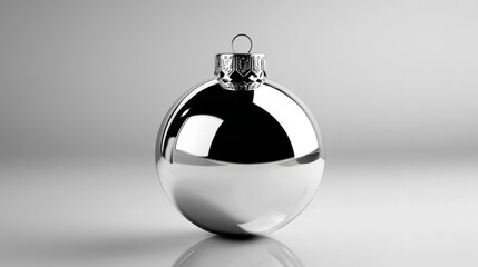 Obraz premium silver christmas tree ball isolated on white