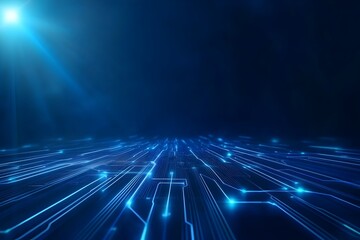 Futuristic Sci-Fi Banner Design with Vibrant Blue Digital Geometric Patterns and Shapes