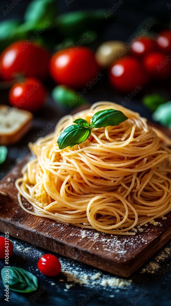 Aufkleber a rustic table spread with italian dishes including fresh pasta olives and bruschetta creating a com