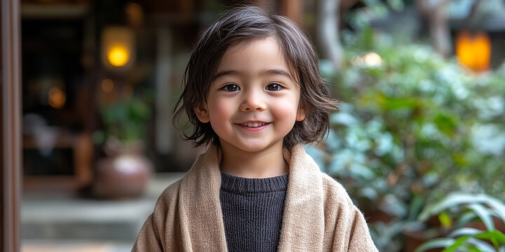 Portrait of an asian child looking at the camera