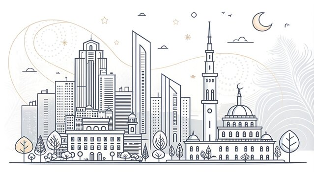 Abstract background and wallpaper Minimalist line drawing city