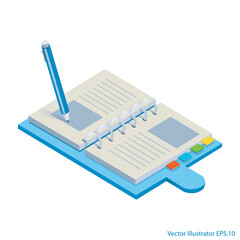 Notebook Blue object isolate on the white background, Vector EPS.10