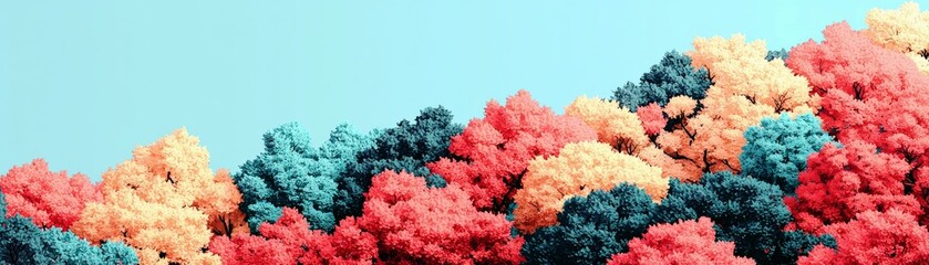 Vibrant Forest Landscape in Fantasy Color Palette