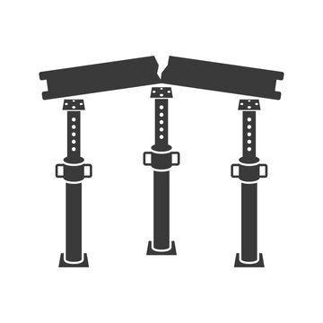 Ceiling supports to support concrete slabs glyph icon isolated on white background.Vector illustration
