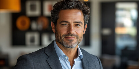 Obraz premium Portrait of a successful businessman standing and looking at the camera