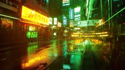 Fototapeta premium The Vibrant Rainy Cityscape