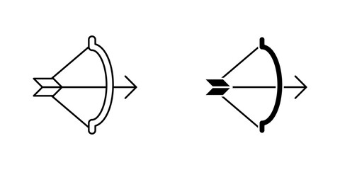 Archery icon set. outlined and solid filled versions.