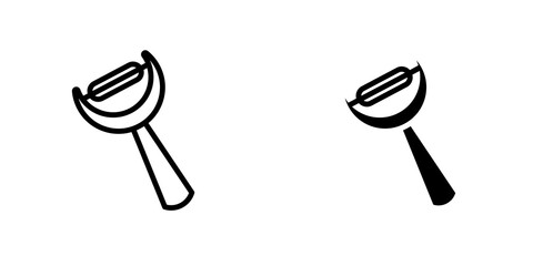 Potato peeler icon set. outlined and solid filled versions.