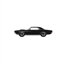 Fototapeta premium A black car with a hood up and a white background. The car is a classic muscle car