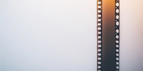 Film strip frame showcasing a negative image against a white backdrop, representing cinema. This film strip emphasizes the visual aspect of negative scenes in film storytelling.