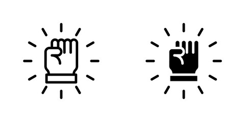 Will power icon set. outlined and solid filled versions.