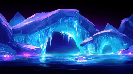 Twisted Digital Painting of Underground Ice Caverns