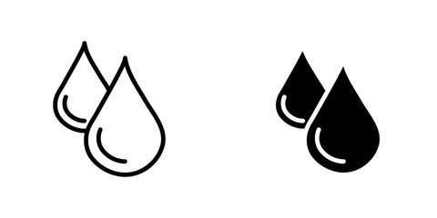 Blood drops icon set. outlined and solid filled versions.