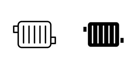 Car radiator icon set. outlined and solid filled versions.