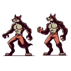 Fototapeta premium Werewolf mascot character isolated vector illustration
