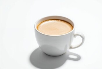 Minimalistic Cappuccino with Frothy Foam in White Mug on Clean Surface