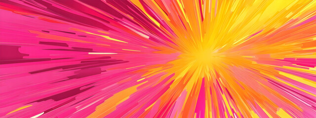 Fototapeta premium Social media ad background featuring vibrant burst patterns in electric pink and yellow, ideal for attention-grabbing promotional campaigns