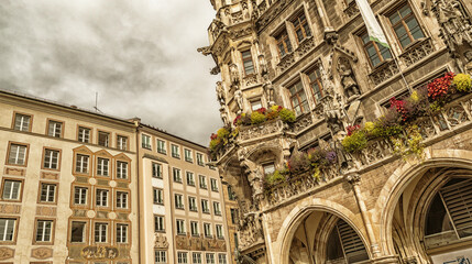 New Town Hall, 19th Century Gothic Revival Style, Marienplatz, Munich, Bavaria, Germany, Europe