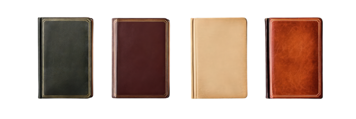 Collection of book with a cover isolated on transparent background