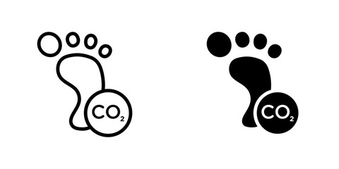 Carbon footprint icon set. outlined and solid filled versions.