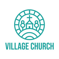 village church flat minimalist logo design