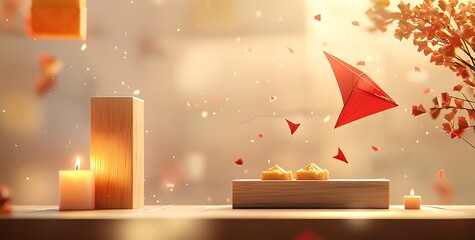Obraz premium A podium display for the Indian festival of Makar Sankranti