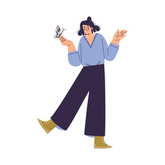 Woman Studying Butterfly Insect Exploring Nature Vector Illustration