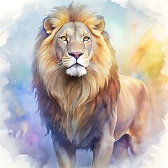 Lion watercolor style