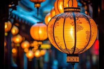 Beautiful lanterns illuminate a vibrant street at night.