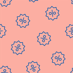 Pink seamless pattern with blue percentage symbols